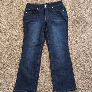 Tahari Daphne Double Button Miniboot Cut Jeans Size 10